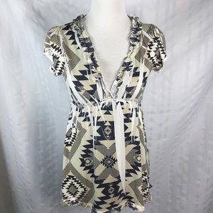 Vel Retro Short Sleeve‎ Lightweight Ruffle Top Sz-S